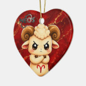 Kawaii Zodiac Neos Ram Keramisch Ornament (Links)