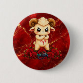 Kawaii Zodiac Neos Ram Ronde Button 5,7 Cm (Voorkant)