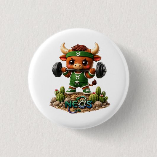 Kawaii Zodiac Neos Stier Ronde Button 3,2 Cm (Voorkant)