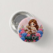 Kawaii Zodiac Neos Weegschaal Ronde Button 3,2 Cm (Voorkant /achterkant)