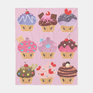 Kawaii zoet trakteert lekkere cupcakes fleece deken