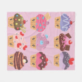 Kawaii zoet trakteert lekkere cupcakes fleece deken (Voorkant (Horizontaal))