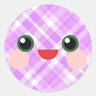 Kawaii Zoete Ogen Schattig Geruit Gezicht Vriend Ronde Sticker