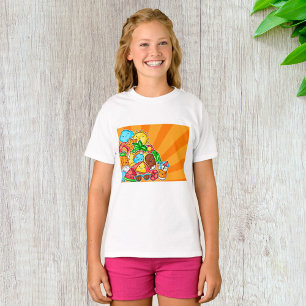 Kawaii Zomer Doodles Zon Strand en Tropisch T-shirt