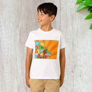 Kawaii zomerdoodles zon strand en tropisch t-shirt