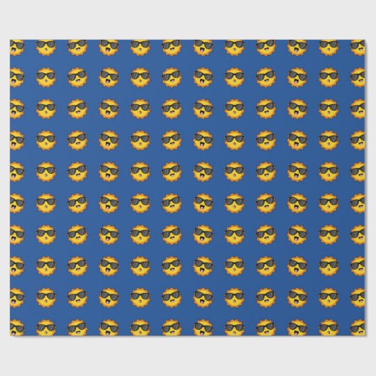 Kawaii Zon met Zonnebril Happy Emoji Faces Cadeaupapier (Vlak)