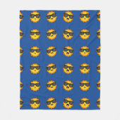 Kawaii Zon met Zonnebril Happy Emoji Faces Fleece Deken (Voorkant)