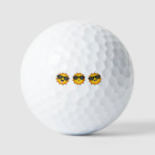 Kawaii Zon met Zonnebril Happy Emoji Faces Golfballen (Voorkant)