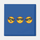 Kawaii Zon met Zonnebril Happy Emoji Faces Magneet (Voorkant)