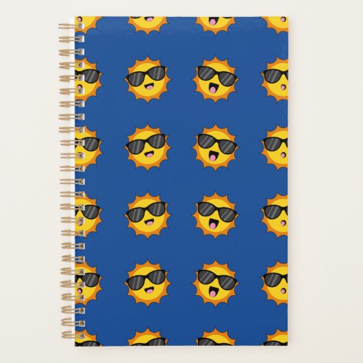 Kawaii Zon met Zonnebril Happy Emoji Faces Planner (Voorkant)