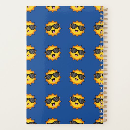 Kawaii Zon met Zonnebril Happy Emoji Faces Planner (Achterkant)