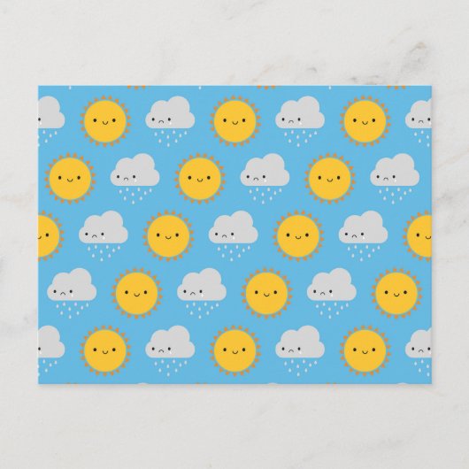 Kawaii Zon & Regen Briefkaart (Voorkant)