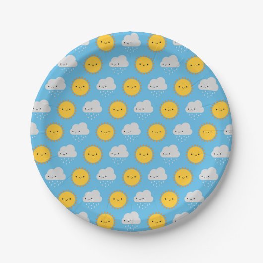 Kawaii Zon & Regen Papieren Bordje (Voorkant)