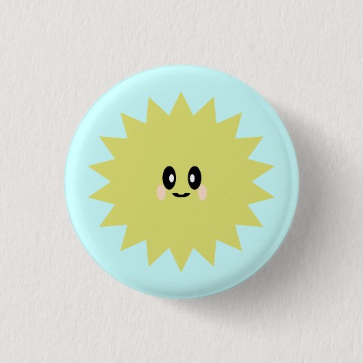 KAWAII ZON ZONNESCHIJN SCHATTIGE HAPPY PIN BUTTON (Voorkant)