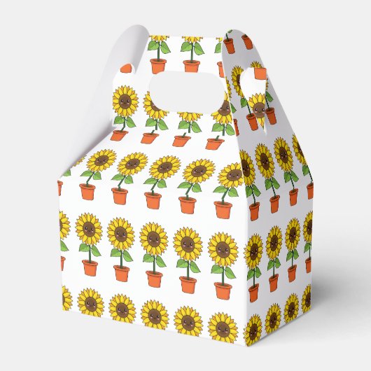 Kawaii Zonnebloem Plant in een pot Bedankdoosjes (Achterkant)