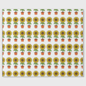 Kawaii Zonnebloem Plant in een pot Cadeaupapier (Vlak)