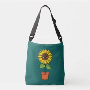 Kawaii Zonnebloem Plant in een pot Crossbody Tas