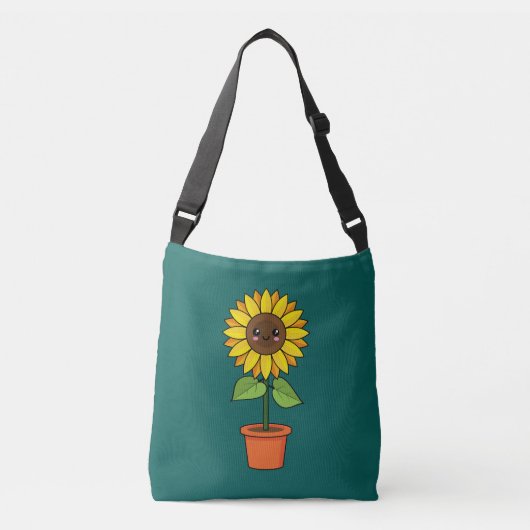 Kawaii Zonnebloem Plant in een pot Crossbody Tas (Voorkant)