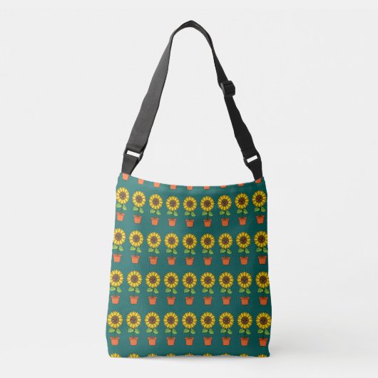 Kawaii Zonnebloem Plant in een pot Crossbody Tas (Voorkant)