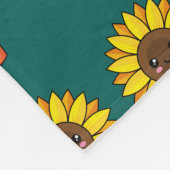 Kawaii Zonnebloem Plant in een pot Fleece Deken (Hoek)