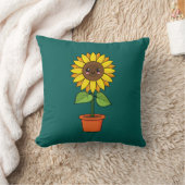 Kawaii Zonnebloem Plant in een pot Kussen (Deken)