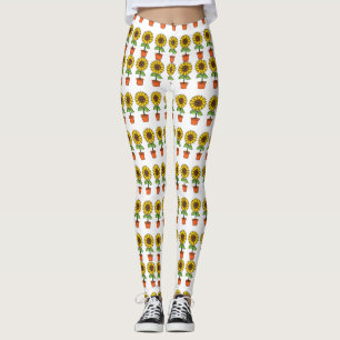 Kawaii Zonnebloem Plant in een pot Leggings