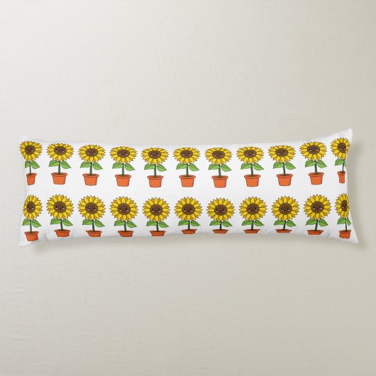 Kawaii Zonnebloem Plant in een pot Lichaamskussen (Achterkant)