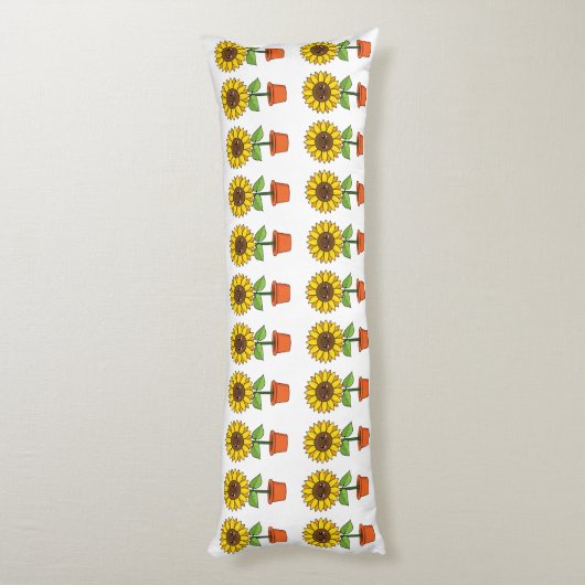 Kawaii Zonnebloem Plant in een pot Lichaamskussen (Achterkant (Verticaal))