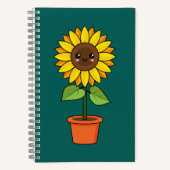 Kawaii Zonnebloem Plant in een pot Notitieboek (Voorkant)