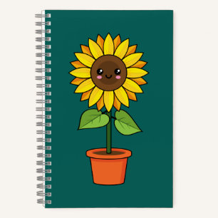 Kawaii Zonnebloem Plant in een pot Notitieboek