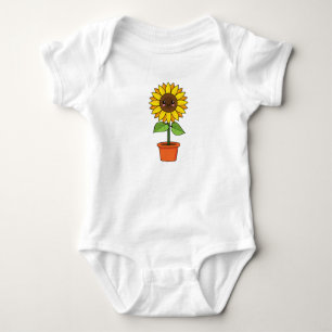 Kawaii Zonnebloem Plant in een pot Romper