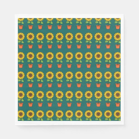 Kawaii Zonnebloem Plant in een pot Servet (Voorkant)