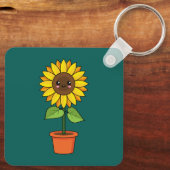 Kawaii Zonnebloem Plant in een pot Sleutelhanger (Achterkant)