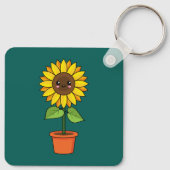 Kawaii Zonnebloem Plant in een pot Sleutelhanger (Achterkant)