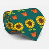 Kawaii Zonnebloem Plant in een pot Stropdas (Opgerold)