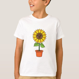 Kawaii Zonnebloem Plant in een pot T-shirt