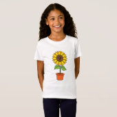 Kawaii Zonnebloem Plant in een pot T-shirt (Voorkant volledig)