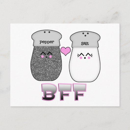 Kawaii Zout en Peper BFF Briefkaart (Voorkant)