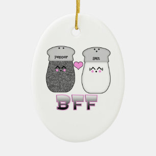Kawaii Zout en Peper BFF Keramisch Ornament
