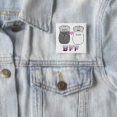 Kawaii Zout en Peper BFF Vierkante Button 5,1 Cm (In situ)
