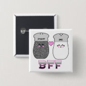 Kawaii Zout en Peper BFF Vierkante Button 5,1 Cm (Voorkant /achterkant)