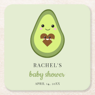 Kawaii Zwangere Avocado Baby shower Fiesta Cute Kartonnen Onderzetters