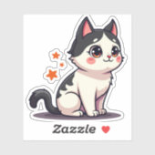 Kawaii Zwart & Wit Kitten – Halloween Chibi Sticker (Vel)