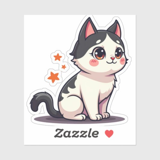 Kawaii Zwart & Wit Kitten – Halloween Chibi Sticker (Vel)