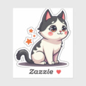 Kawaii Zwart & Witte Kitten – Halloween Chibi Sticker (Vel)