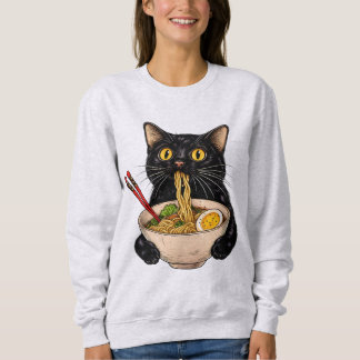 Kawaii Zwarte Kat Eet Ramen Malse Japanse Eten  Trui