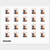 Kawaii Zwarte Kat En Pompoen Stack Halloween 🎃 Ronde Sticker (Vel)