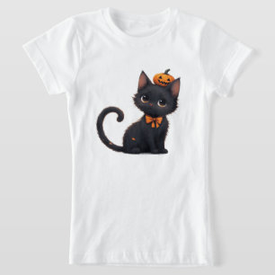 Kawaii Zwarte Kat Halloween 🎃 T-shirt