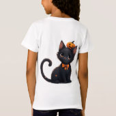 Kawaii Zwarte Kat Halloween 🎃 T-shirt (Achterkant)