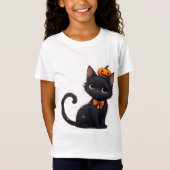 Kawaii Zwarte Kat Halloween 🎃 T-shirt (Voorkant)